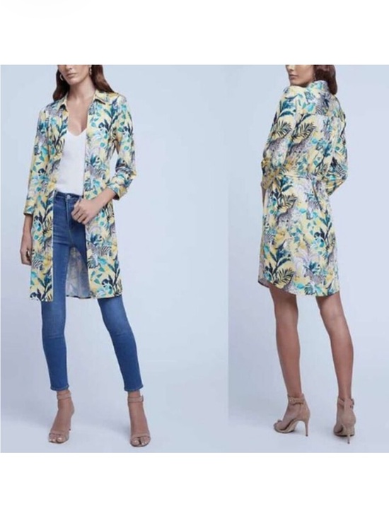 L'AGENCE Dresses & Skirts - L'AGENCE Tie Waist Button Front Addison Yellow Jungle Print Large Dress